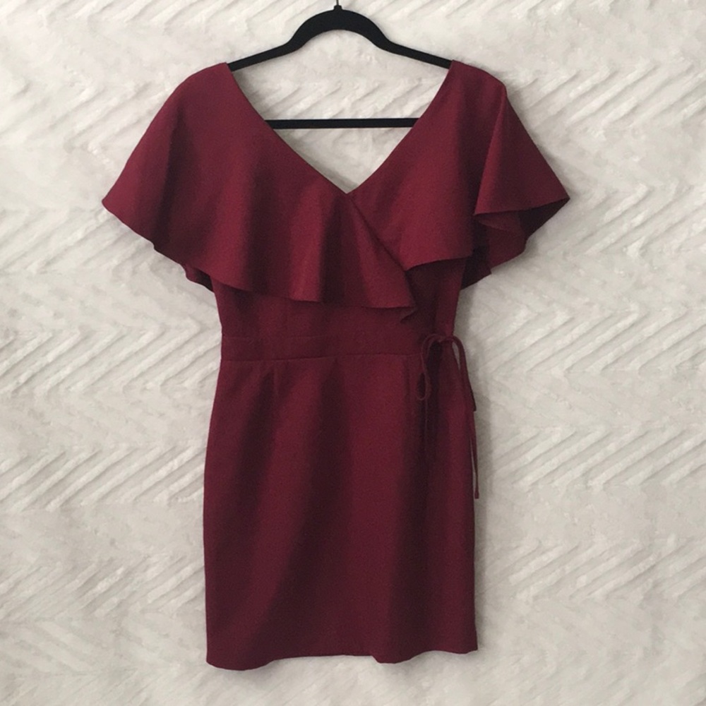 Burgundy dress, size small.